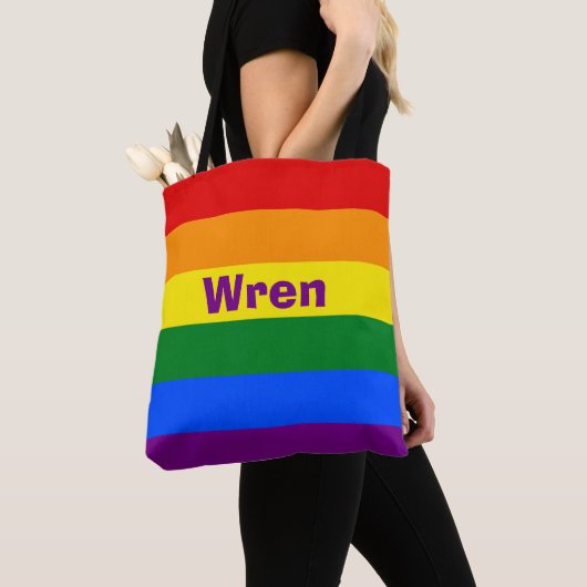 Rainbow Pride Vlag Naam of Monogram Draagtas (Dichtbij)