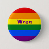 Rainbow Pride Vlag Naam of Monogram Ronde Button 5,7 Cm (Voorkant)