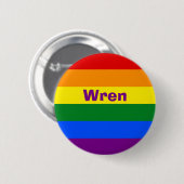 Rainbow Pride Vlag Naam of Monogram Ronde Button 5,7 Cm (Voorkant /achterkant)