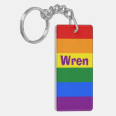 Rainbow Pride Vlag Naam of Monogram Sleutelhanger (Voorkant Links)