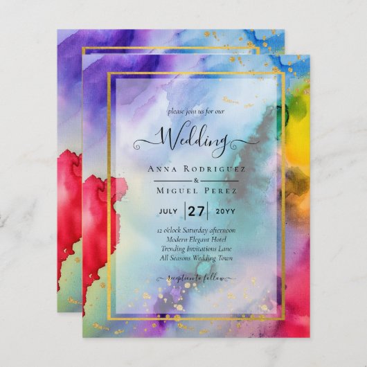 RAINBOW PRIDE WEDDING INVITATION Ink LeahG (Voorkant / Achterkant)
