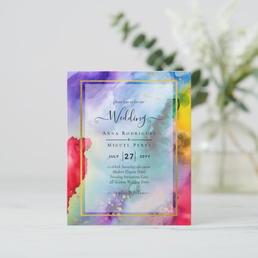 RAINBOW PRIDE WEDDING INVITATION Ink LeahG (Staand voorkant)
