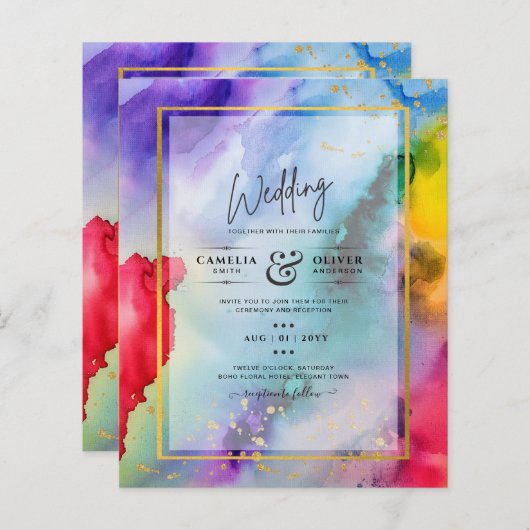 RAINBOW PRIDE WEDDING INVITATION Ink LeahG (Voorkant / Achterkant)