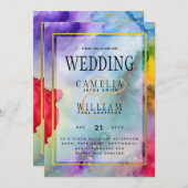 RAINBOW PRIDE WEDDING INVITATION Ink LeahG Kaart (Voorkant / Achterkant)