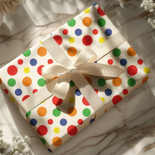 Rainbow Primary Polka Dots Pattern Cadeaupapier