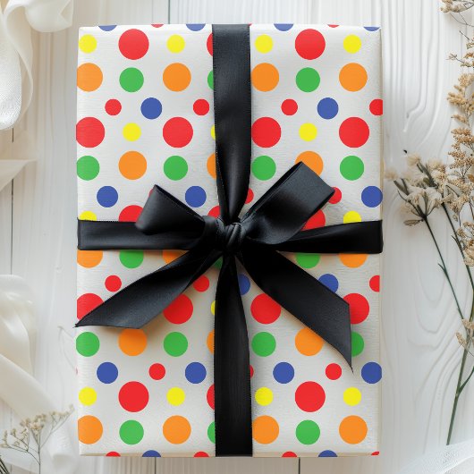 Rainbow Primary Polka Dots Pattern Cadeaupapier