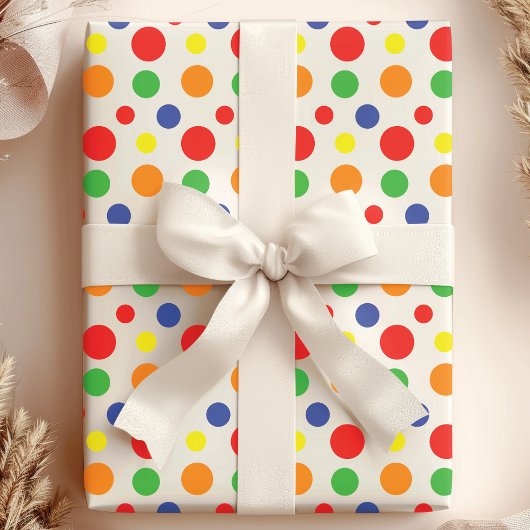 Rainbow Primary Polka Dots Pattern Cadeaupapier