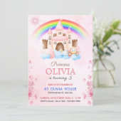 Rainbow Princess Castle Birthday Party Invitation (Debout devant)