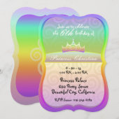 Rainbow Princess Crown Spirals Birthday Kaart (Voorkant / Achterkant)