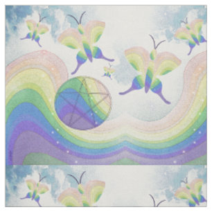 Rainbow Prism Butterfly Pentacle Stof