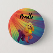Rainbow Psychedelic Colorful Pet Poodle Button (Voorkant)