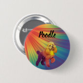 Rainbow Psychedelic Colorful Pet Poodle Button (Voorkant /achterkant)