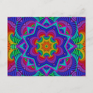 Rainbow  Psychedelic Fractal Kaleidoscope Briefkaart