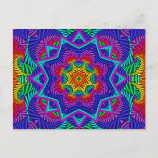 Rainbow  Psychedelic Fractal Kaleidoscope Briefkaart (Voorkant)