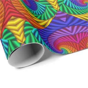 Rainbow  Psychedelic Fractal Kaleidoscope Cadeaupapier
