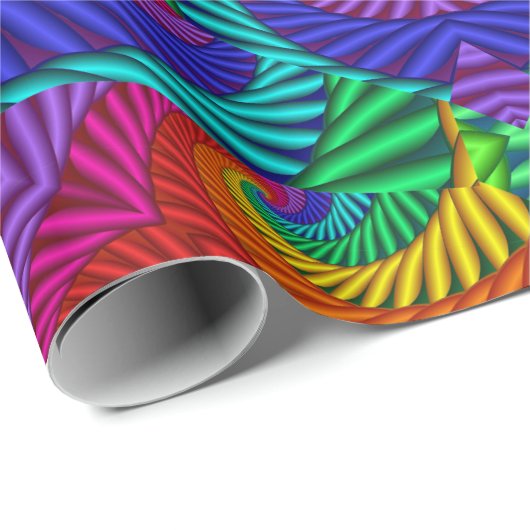 Rainbow Psychedelic Fractal Kaleidoscope Cadeaupapier (Rol Hoek)
