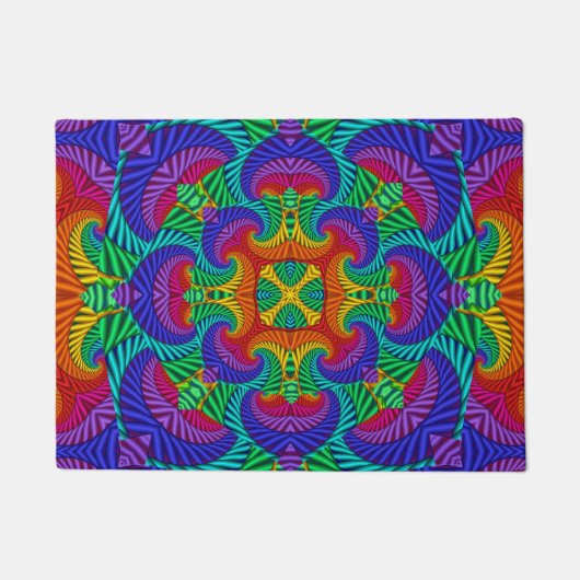 Rainbow Psychedelic Fractal Kaleidoscope Deurmat (Voorkant)