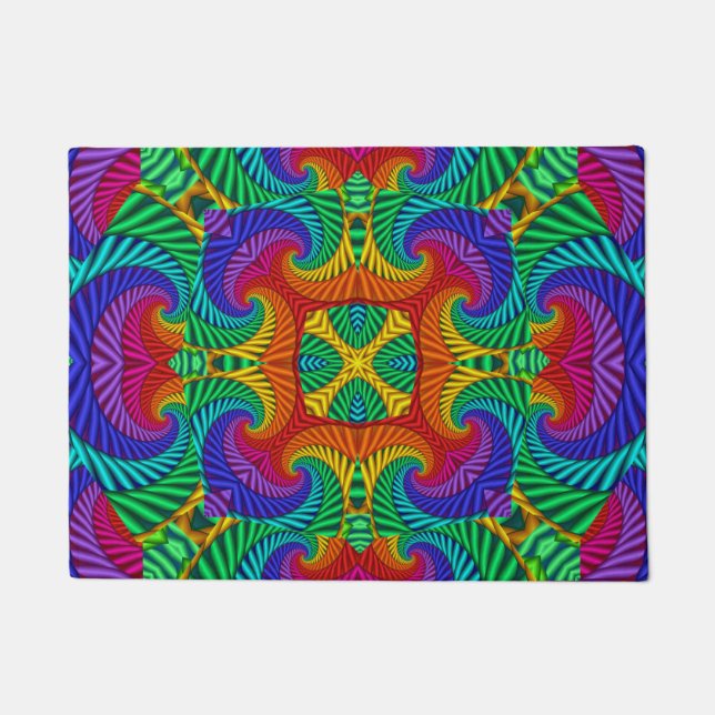 Rainbow  Psychedelic Fractal Kaleidoscope Deurmat (Voorkant)