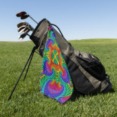 Rainbow Psychedelic Fractal Kaleidoscope Golfhanddoek (Groen)