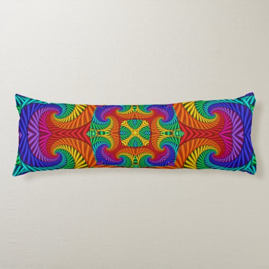 Rainbow  Psychedelic Fractal Kaleidoscope Lichaamskussen (Voorkant)