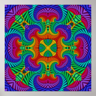 Rainbow  Psychedelic Fractal Kaleidoscope Poster