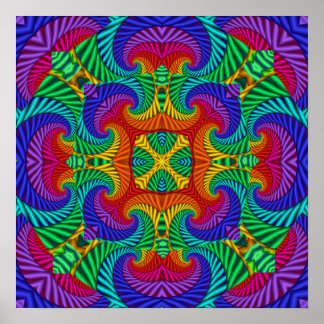 Rainbow  Psychedelic Fractal Kaleidoscope Poster