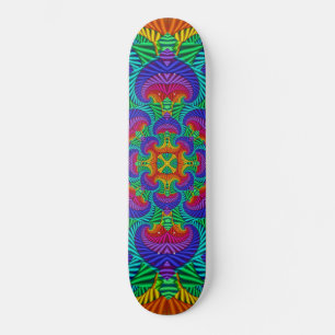 Rainbow Psychedelic Fractal Kaleidoscope Skateboard