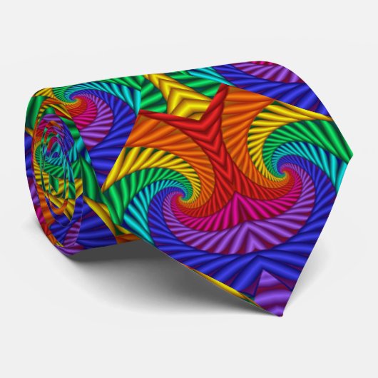 Rainbow  Psychedelic Fractal Kaleidoscope Stropdas (Opgerold)