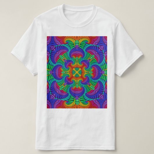 Rainbow Psychedelic Fractal Kaleidoscope T-shirt (Design voorkant)