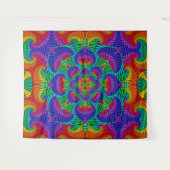 Rainbow Psychedelic Fractal Kaleidoscope Wandkleed (Voorkant (horizontaal))