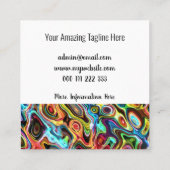 Rainbow Psychedelic Neon Abstracte Wavy Art Vierkante Visitekaartje (Achterkant)
