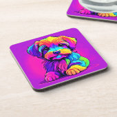 Rainbow Puppy kunstwerk Bier Onderzetter (Linkerzijde)