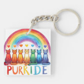 Rainbow Purride Cat Digitale Kunst Sleutelhanger (Achterkant)