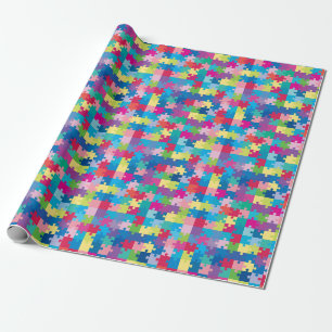 Rainbow Puzzle Pattern Autism Awareness Cadeaupapier