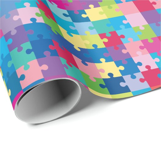 Rainbow Puzzle Pattern Autism Awareness Cadeaupapier (Rol Hoek)
