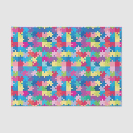 Rainbow Puzzle Pattern Autism Awareness Tissuepapier (Voorkant)