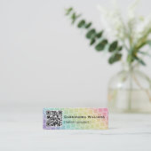 Rainbow Quatrefoil QR CODE Mini Visitekaartjes (Staand voorkant)