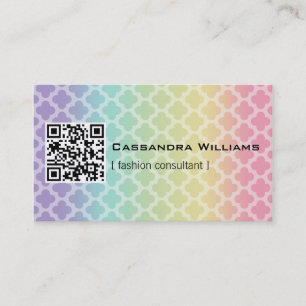 Rainbow Quatrefoil QR CODE Visitekaartjes