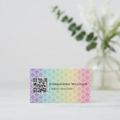 Rainbow Quatrefoil QR CODE Visitekaartjes (Staand voorkant)