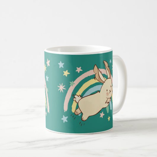 Rainbow Rabbit Coffee Mok (Voorkant rechts)