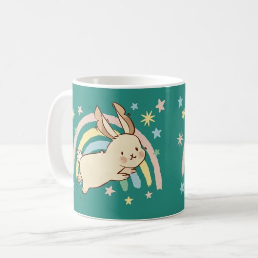 Rainbow Rabbit Coffee Mok (Voorkant links)