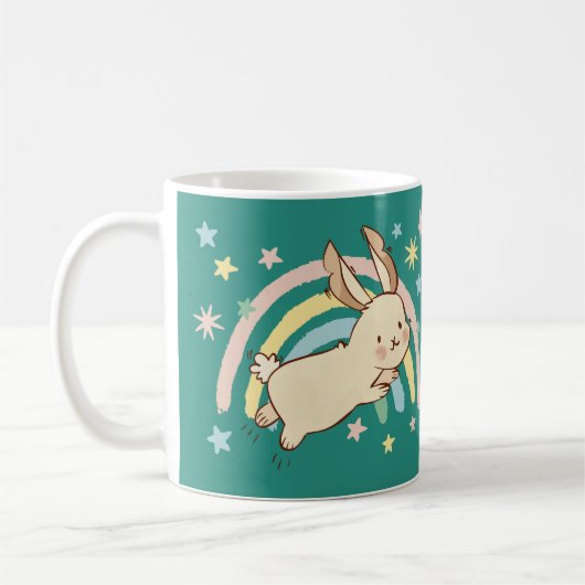Rainbow Rabbit Coffee Mok (Links)