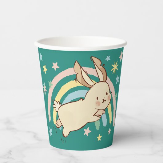 Rainbow Rabbit Paper Cups Papieren Bekers (Voorkant)