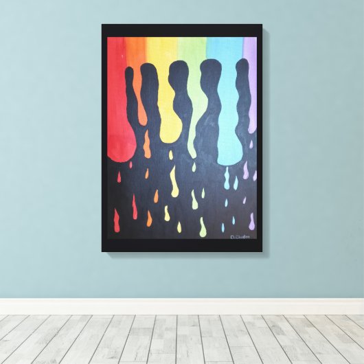 Rainbow Rain Canvas afdrukken (Insitu (Houten vloer))