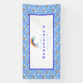Rainbow Rain Cloud Sky Baby shower Spandoek (Verticaal)