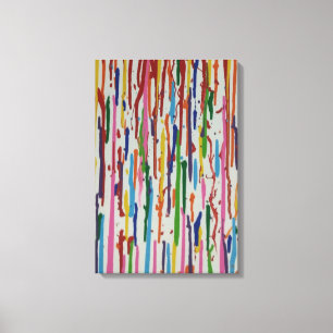 Rainbow Rain Paint Drip Canvas Afdruk