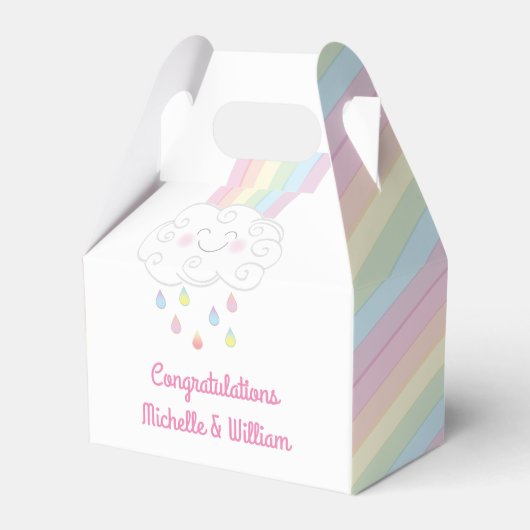 Rainbow Raindrop Baby shower Sprinkle Bedankdoosjes (Voorkant Zijde)