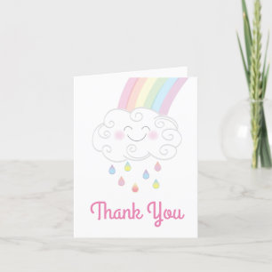 Rainbow Raindrop Baby shower Sprinkle Bedankkaart