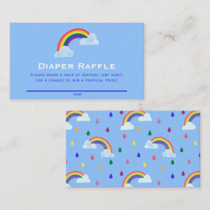 Rainbow Raindrops Baby shower Diaper Raffle Ticket Informatiekaartje