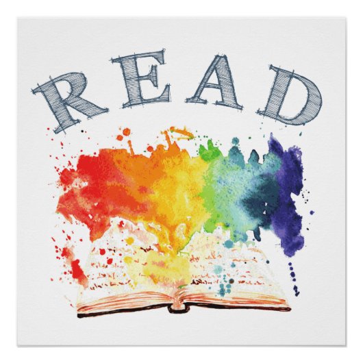 Rainbow Read Waterverf Book Nook Poster Perfect Poster (Voorkant)